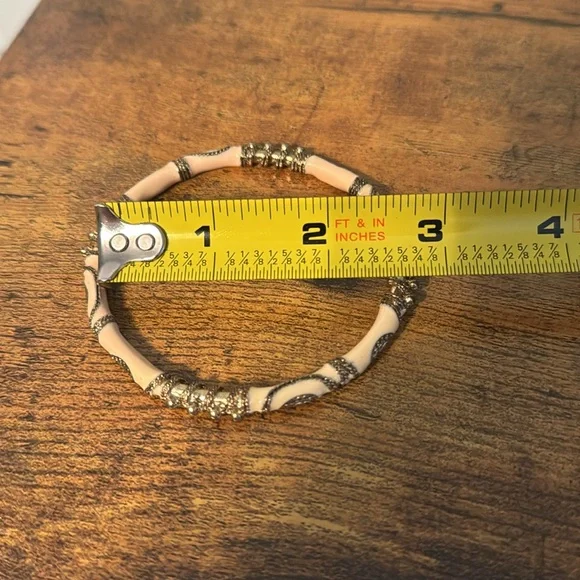 Vintage Bangle Bracelet, Cream, Silver, Gothic, Retro, Boho - Picture 8 of 8